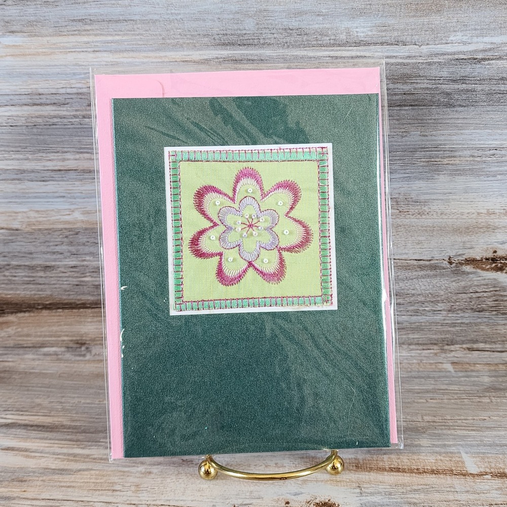 Marcel Schurman Handmades Happy Easter Card Embroidered Flower Samantha Worley